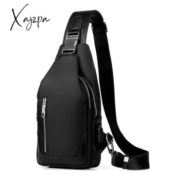 Xajzpa - Men's Messenger bag shoulder Oxford cloth Chest Bags Crossbody Casual messenger bags Man USB charging Multifunction Handbag